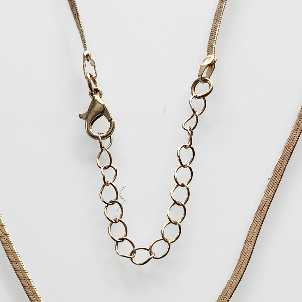 Gold Tone Necklace V ShapedFlat Snake Clavicle Chain - Picture 7 of 9